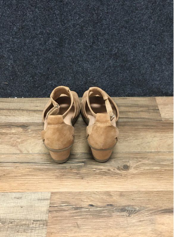 Earth Curvet Biscuit Tan Leather Suede Wedge Sandals Women's Size 8.5 B