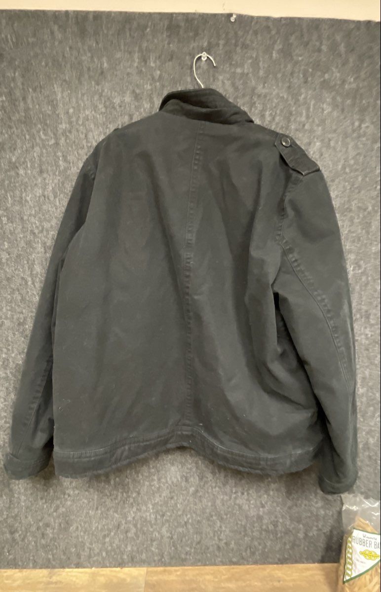 American Eagle Men's Black Canvas Field Jacket Plaid Lined Full Zip Sz XL