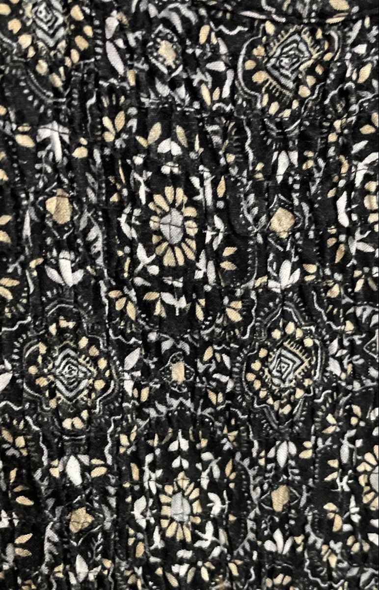 Croft & Barrow Women's Black Floral Sleeveless Smocked Plus Size Dress 1X