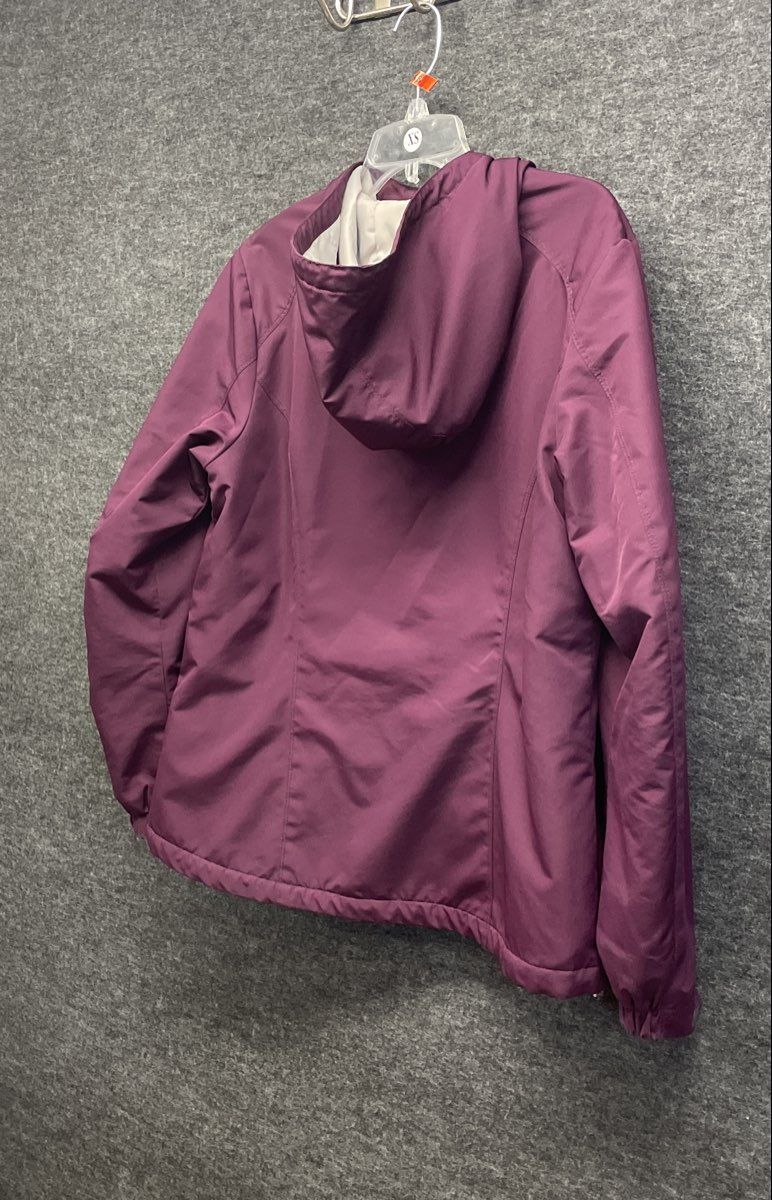 Eddie Bauer Women's Purple Fleece Lined Hooded Jacket Full Zip Outdoor Sz L