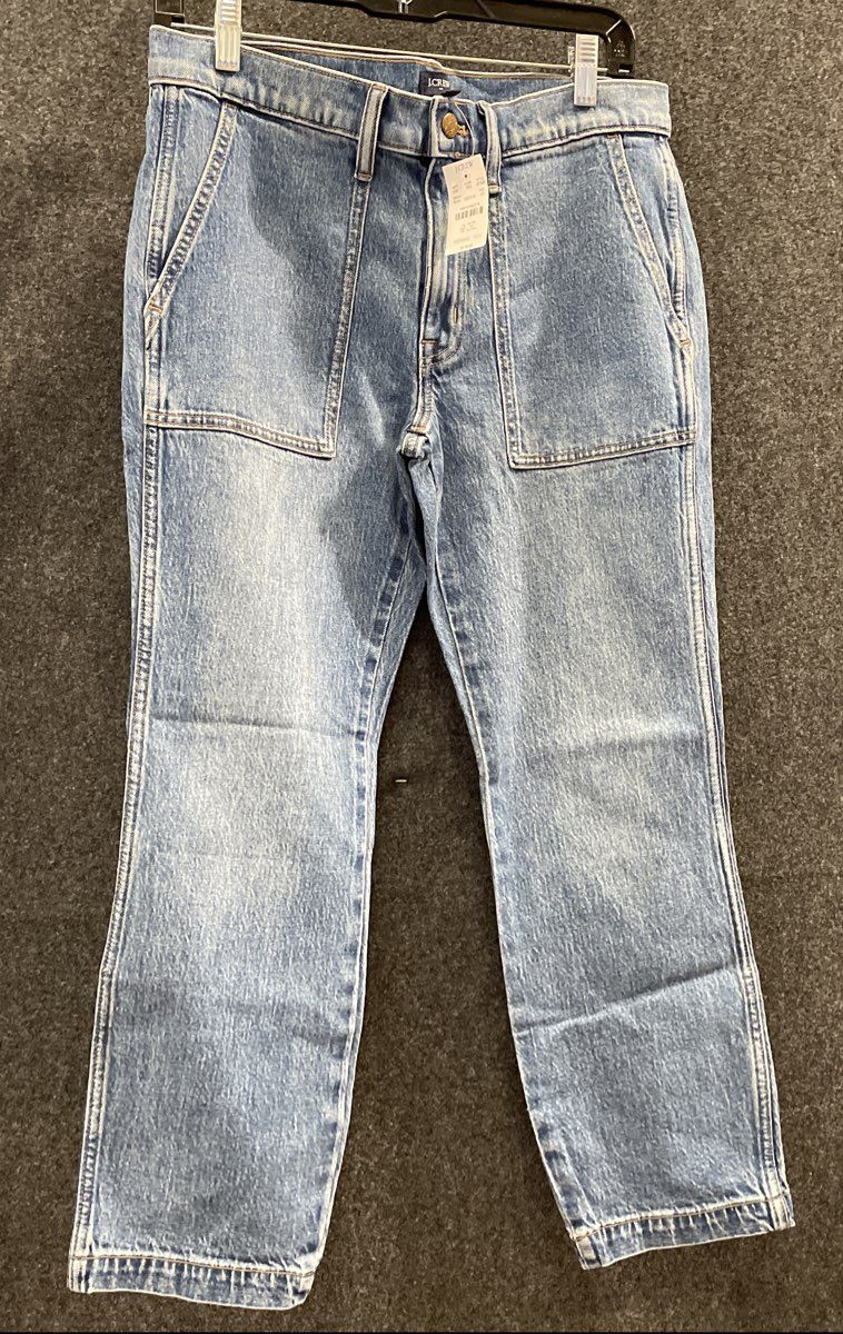 J.Crew Women's Blue Patch Pocket Straight Leg Stretch Jeans NWT Sz 27