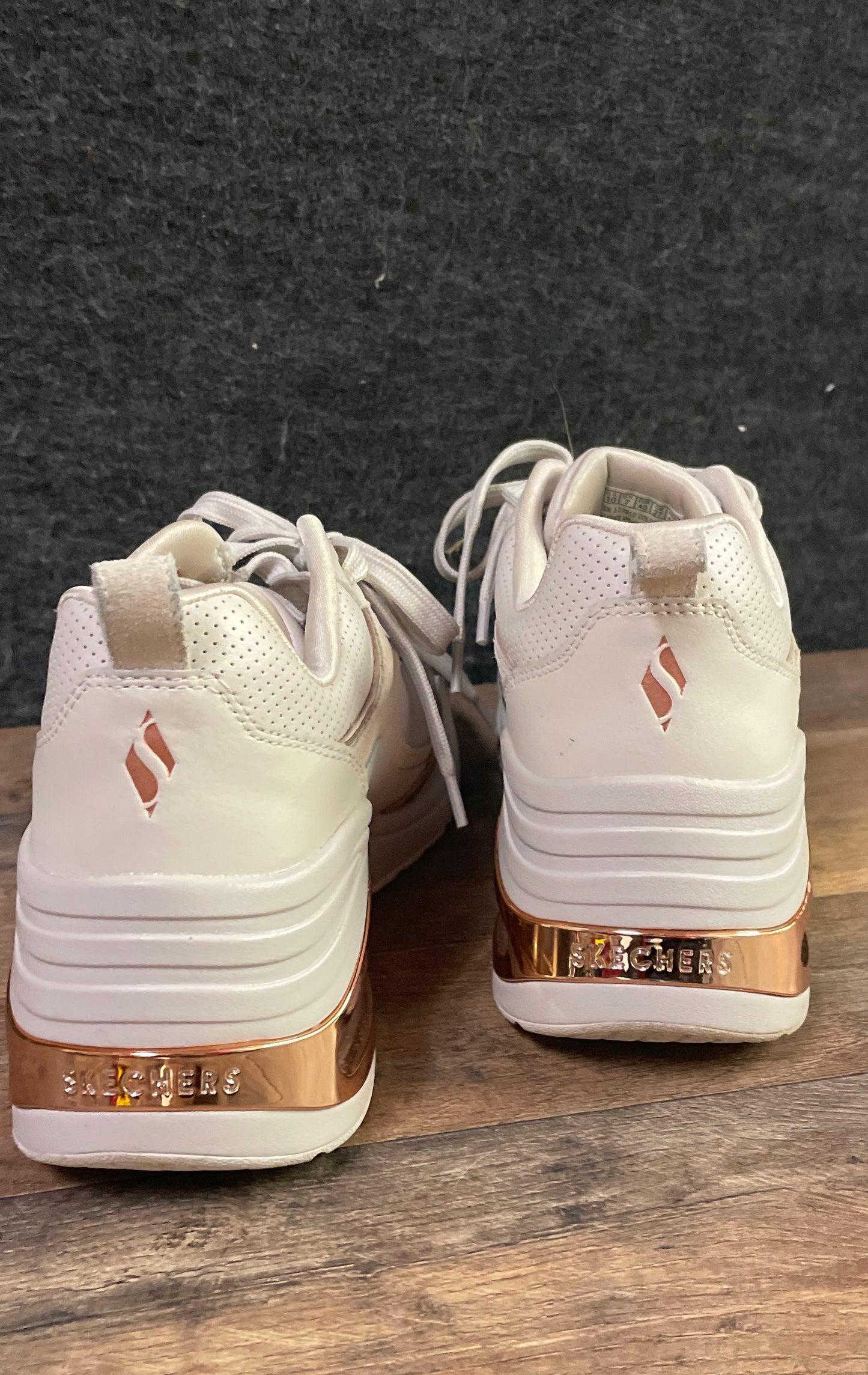 Skechers Uno Prime Off White Rose Gold Fashion Sneakers Women's Size 10