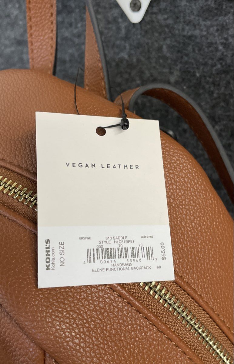 LC Lauren Conrad Saddle Brown Elene Functional Vegan Leather Backpack Purse NWT