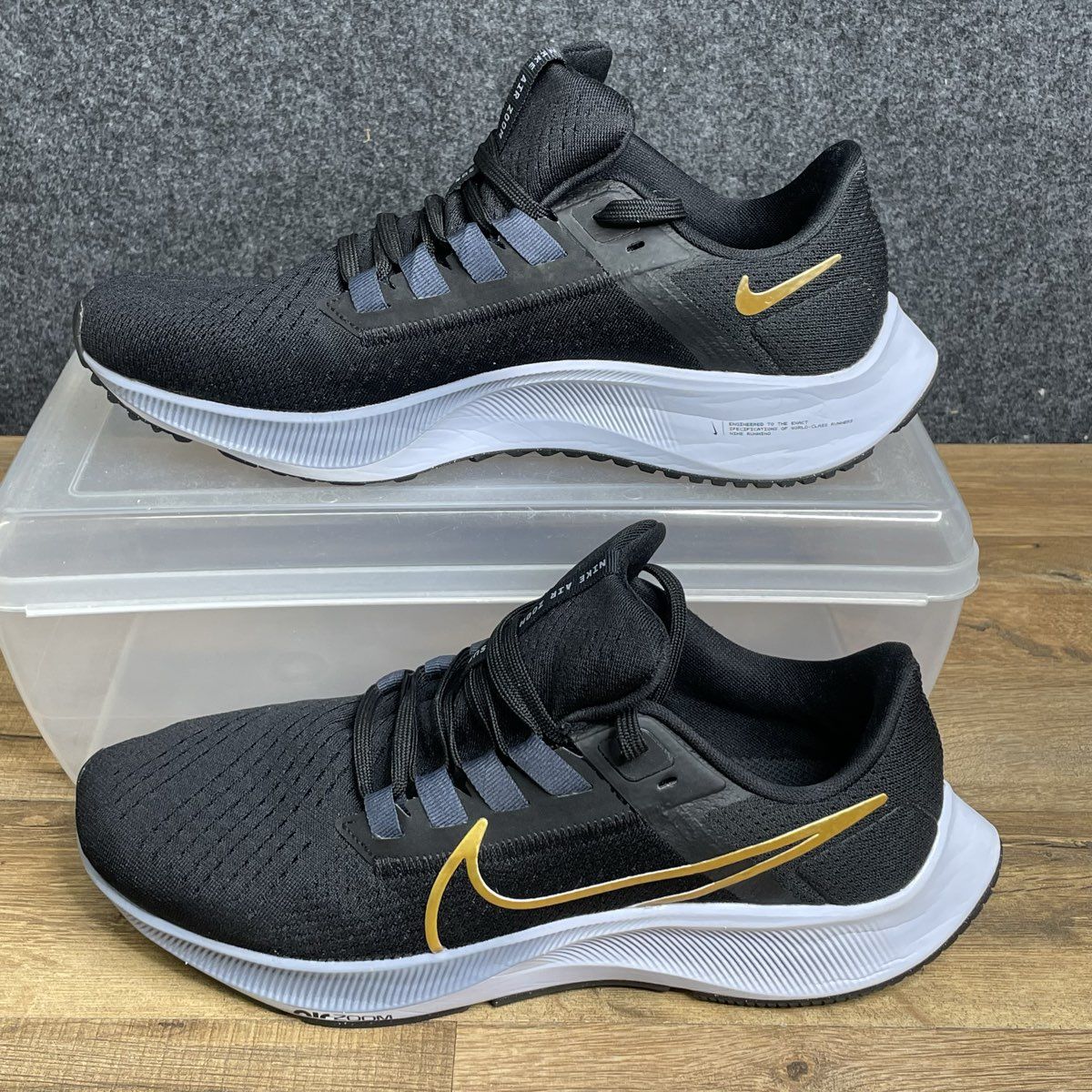 Nike Air Zoom Pegasus 38 Ashen Slate Black Gold Women's Running Shoes Size 9