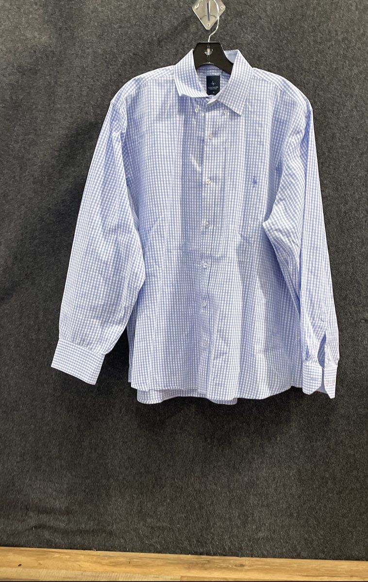 Taylor Byrd Men's Blue Gingham Long Sleeve Button Up Shirt Size XL