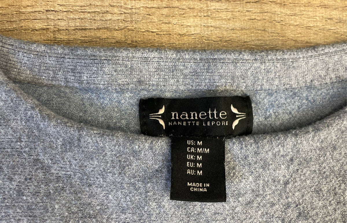 Nanette Lepore Women's Heather Gray Wool Blend Side Zip Cuffed Sweater Sz M