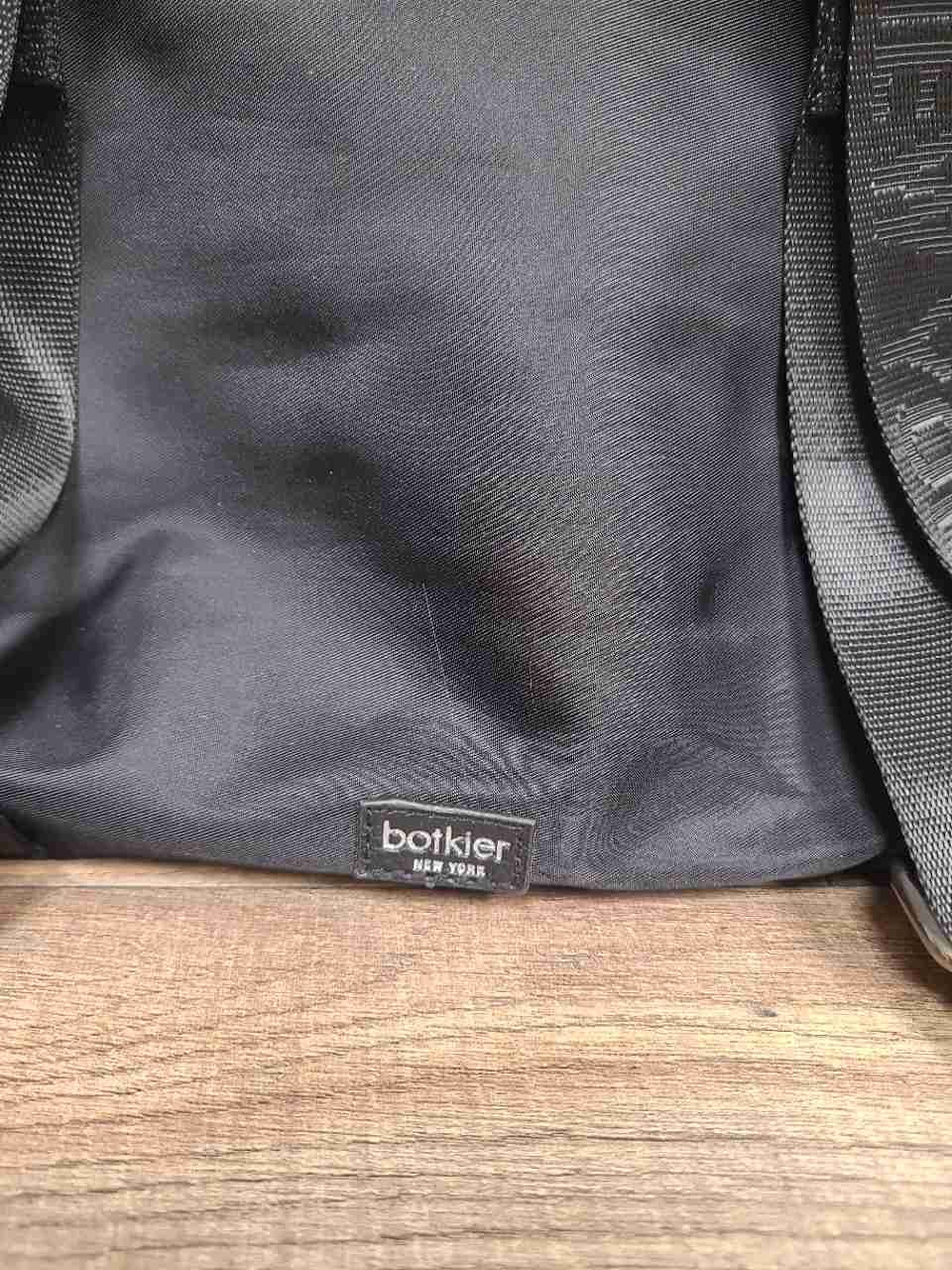 Botkier New York Black Nylon and Leather Trim Backpack Bag Logo Straps