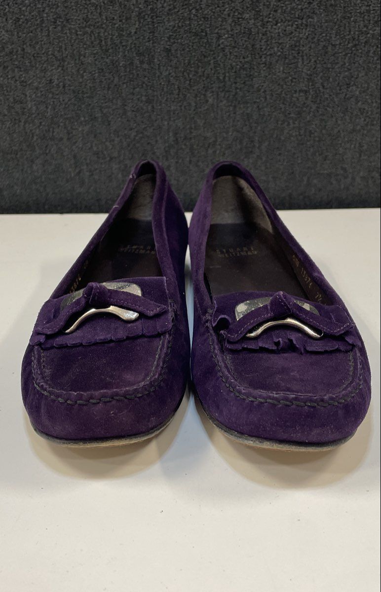 Stuart Weitzman Purple Suede Kiltie Fringe Loafer Flats Size 7.5