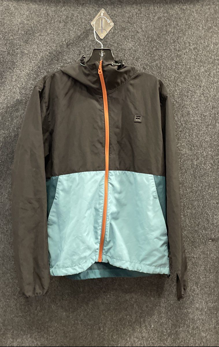 Billabong Men's Adventure Division Recycler Black Teal Hooded Jacket Sz S