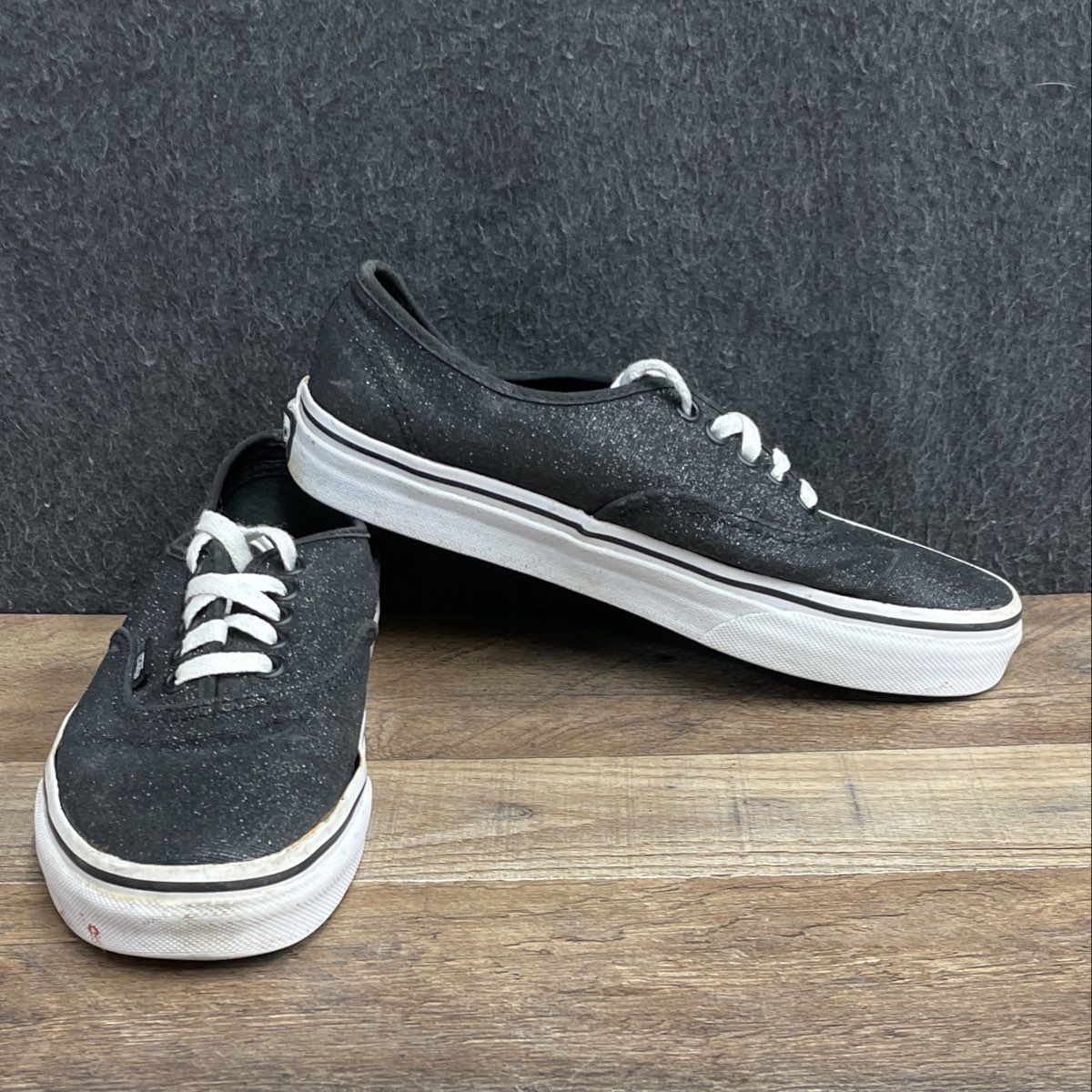 Vans Authentic Black Glitter Low Top Sneakers Women's Size 8 Men's 6.5