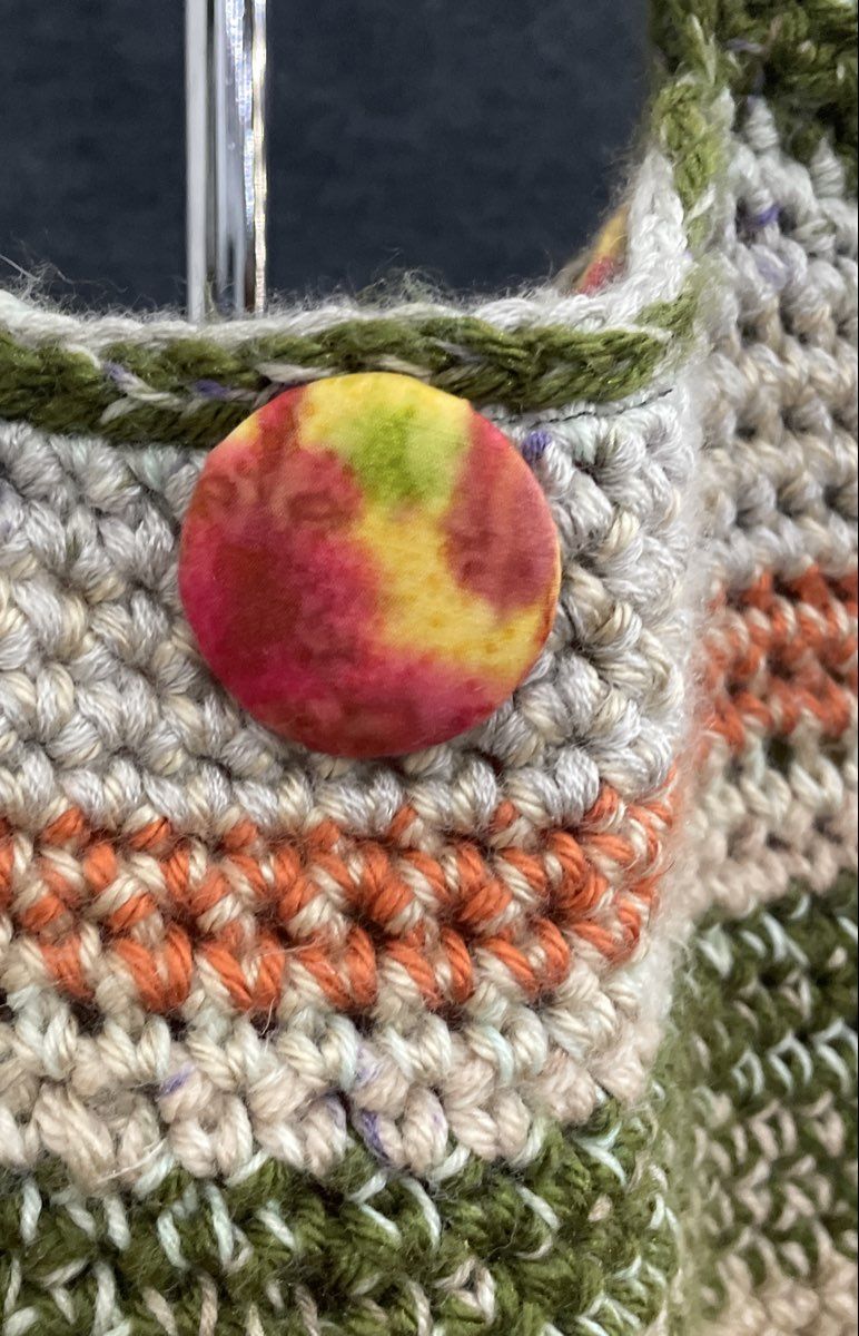 Earth Tone Multi-color Crochet Knit Reversible Tote Bag Large Bohemian Purse
