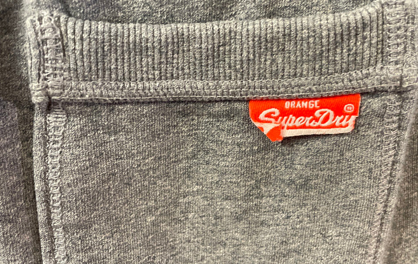 Superdry Men's Gray Orange Label Slim Fit Fleece Joggers Sweatpants Sz L