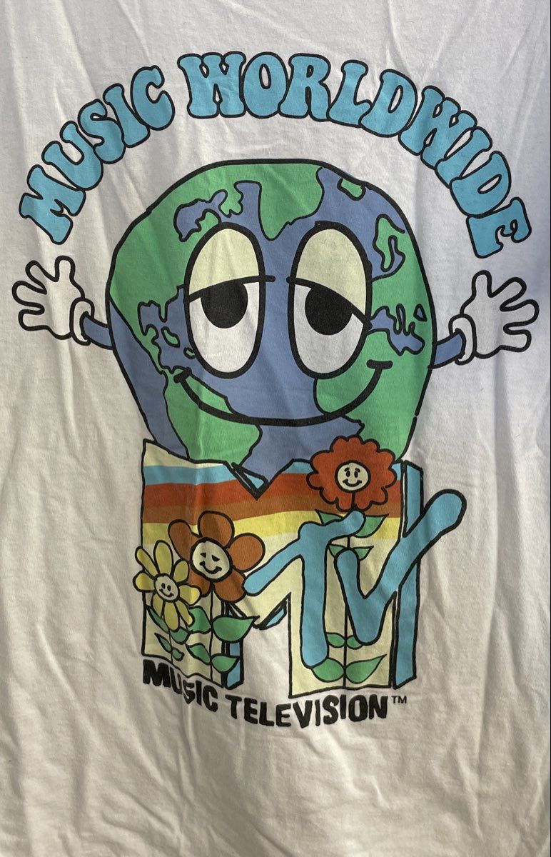 MTV Music Worldwide Earth Graphic T-Shirt Reprint Viacom Sz M