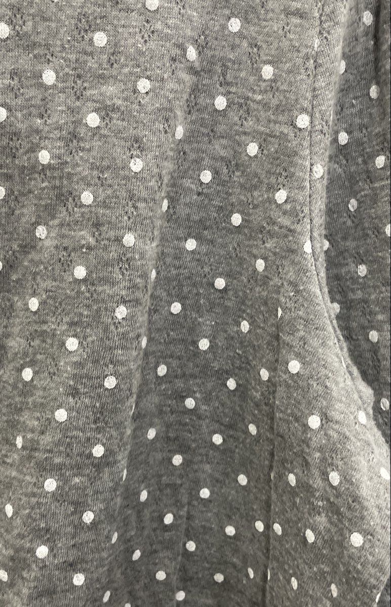Croft & Barrow Women's Gray Polka Dot Henley Long Sleeve Pointelle Sleep Top L
