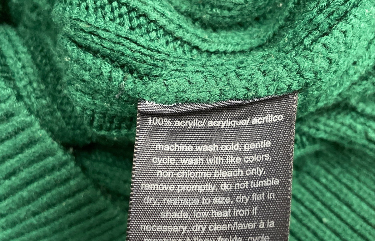Tommy Hilfiger Women's Green Cable Knit Crew Neck Sweater Size S