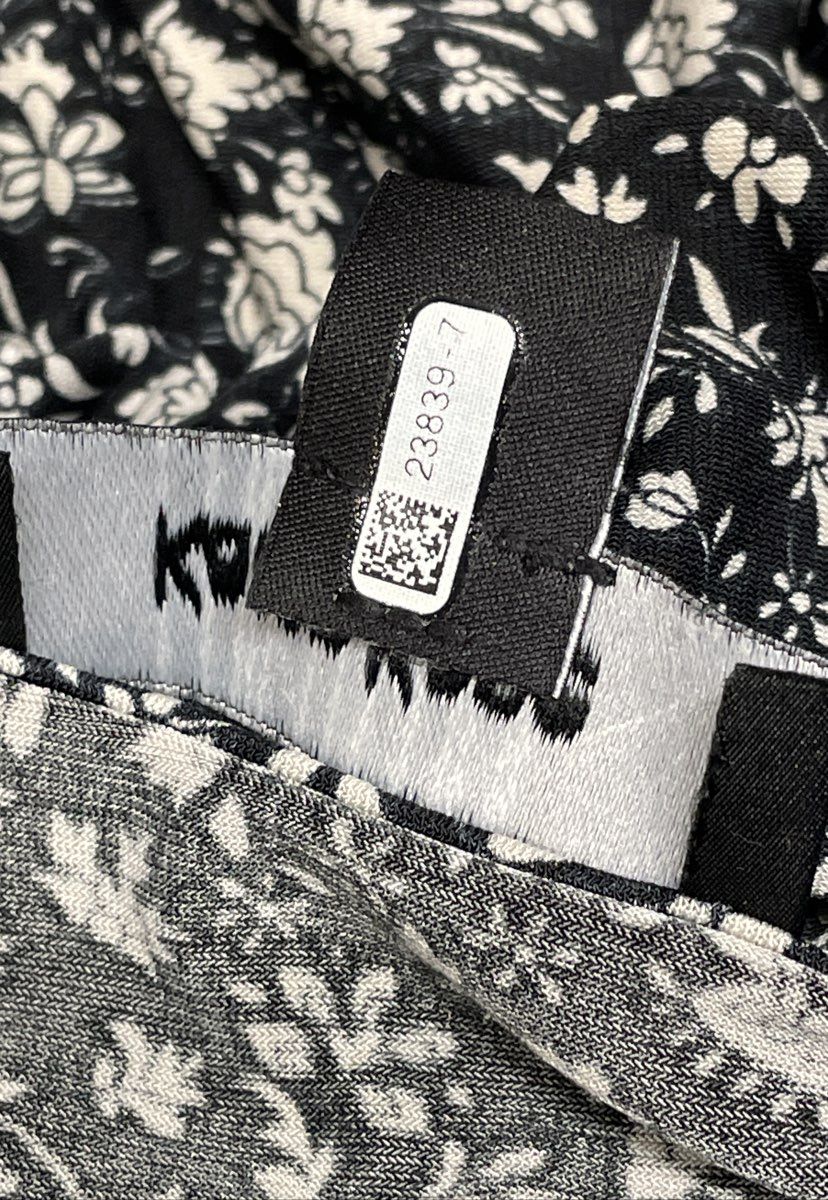 Karen Kane Women's Dress Black White Floral Faux Wrap 3/4 Sleeve Jersey Sz M