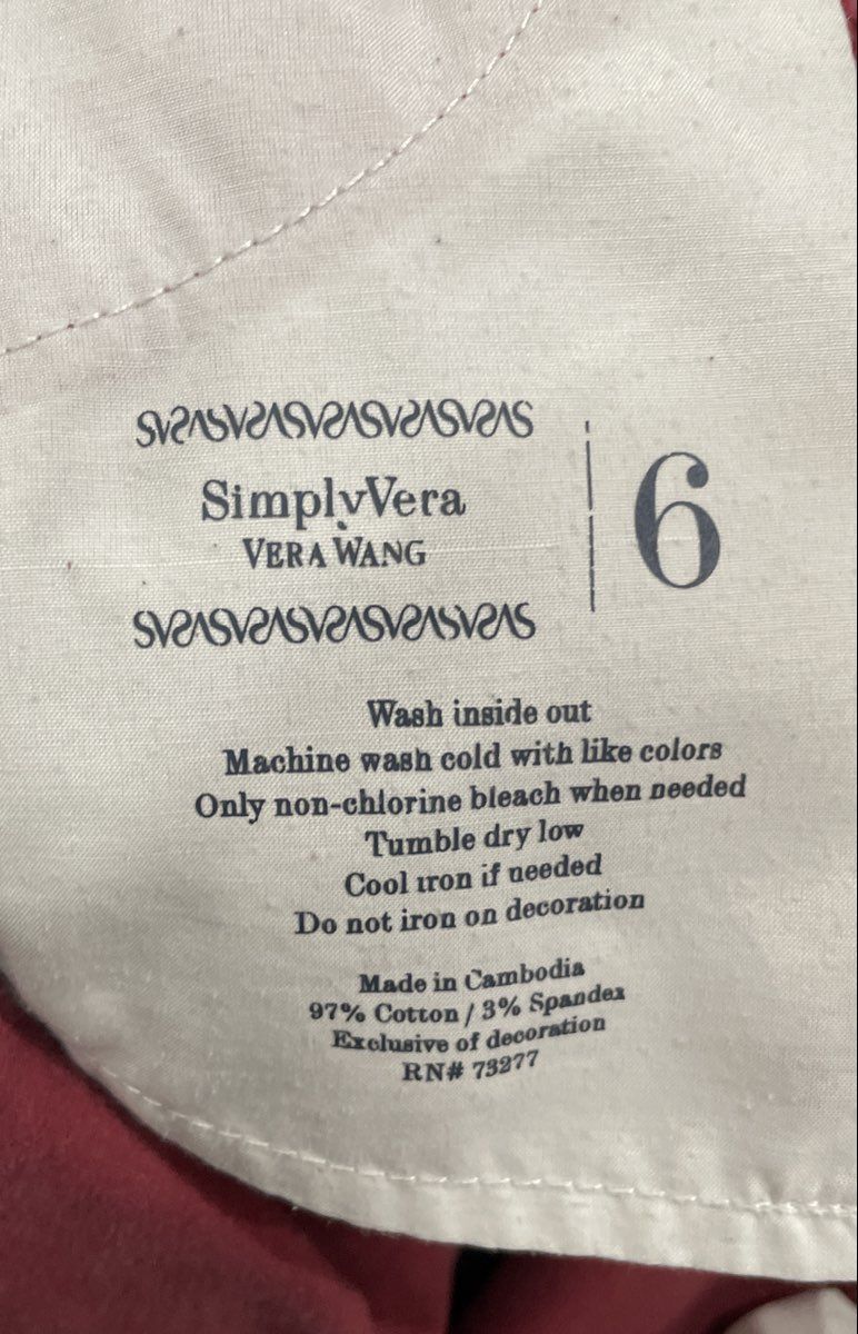 Simply Vera Vera Wang Women's Mauve Stretch Cotton Skinny Jeans Sz 6