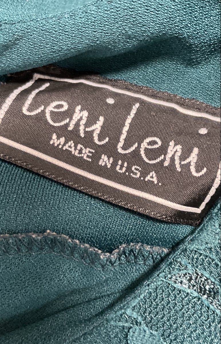 Vintage 90s Leni Leni Teal 2-Piece Lace Jacket Dress Set Made in USA Sz 16