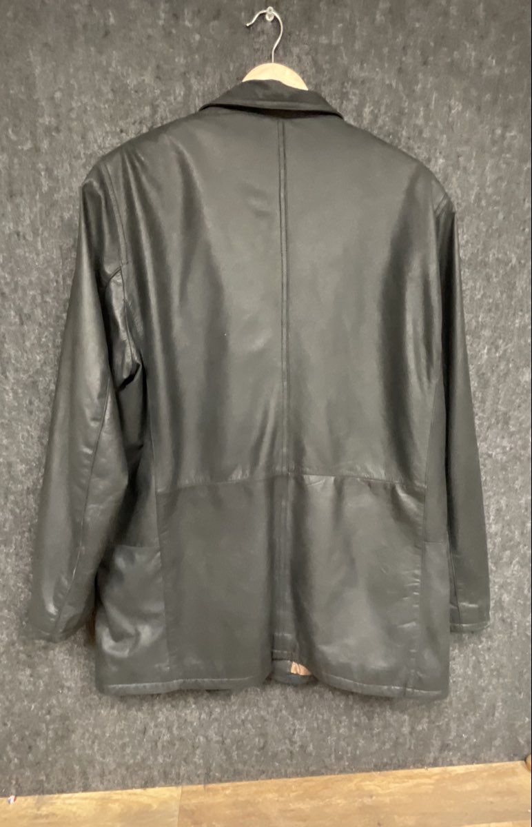 Globe Trotter Men's Black Leather Three Button Car Coat Jacket Sz 54