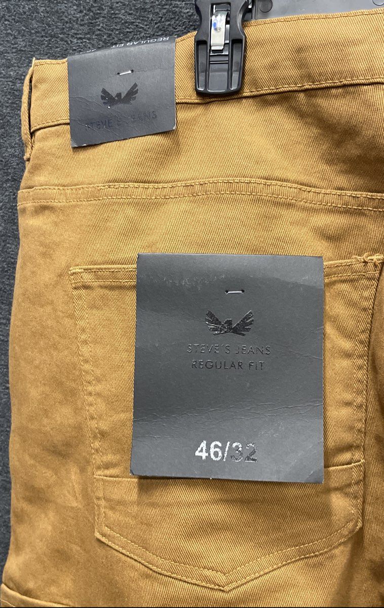 Steve's Jeans Men's Tobacco Regular Fit Cargo Stretch Denim Jeans 46x32 NWT