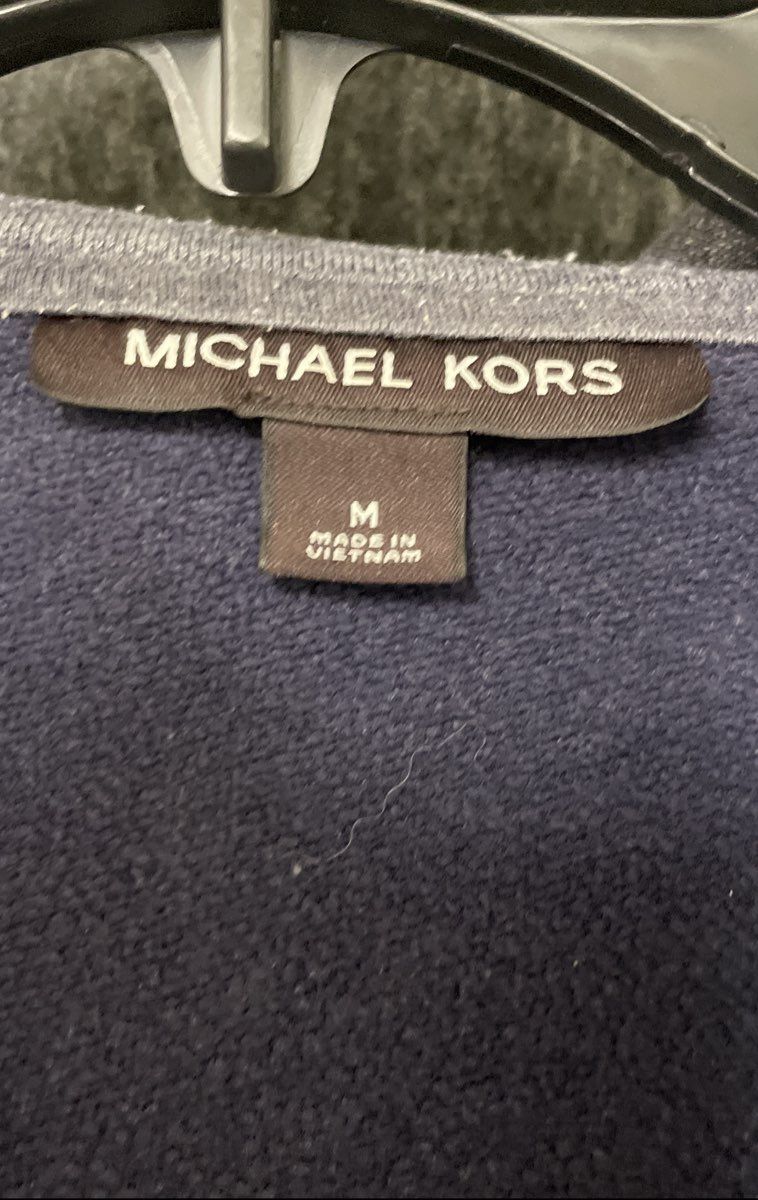 Michael Kors Men's Heather Gray Fleece Full Zip Hoodie Logo Patch Sz M