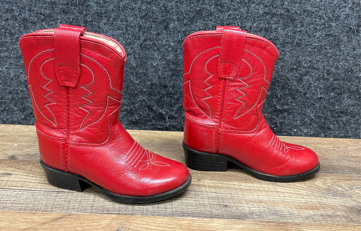 Wild West Kids Red Stitched Western Cowboy Boots