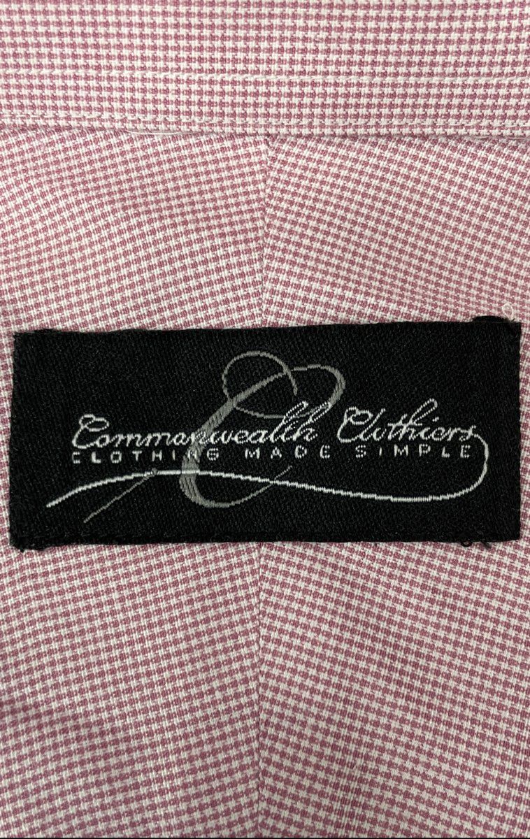 Commonwealth Clothiers Men's Pink White Micro Check Button Down Dress Shirt JHR