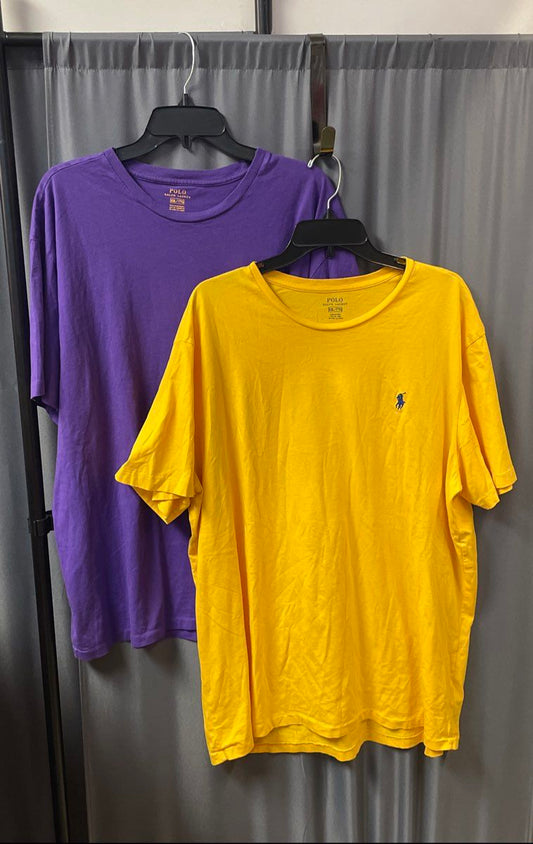 Polo Ralph Lauren Men's T-Shirt Lot 2 Yellow Purple Pony Logo Sz XXL