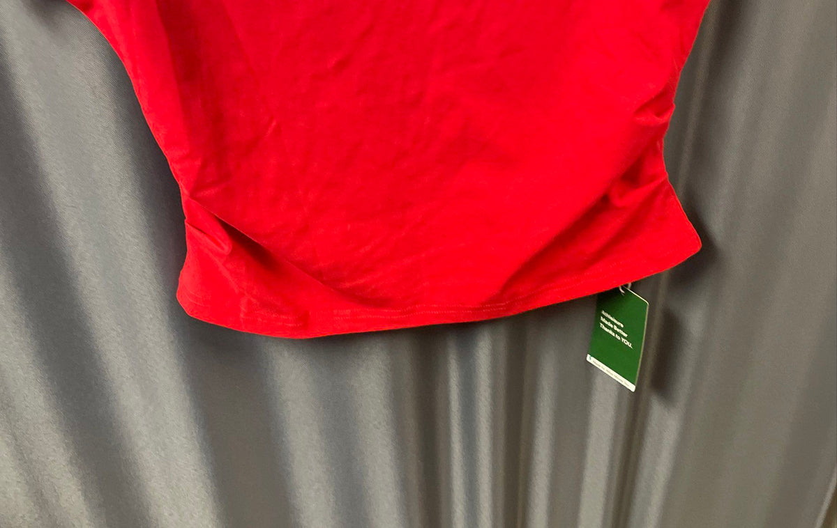 Halara Women's Red Boat Neck Ruched Side Cap Sleeve Athleisure Top Sz S NWT