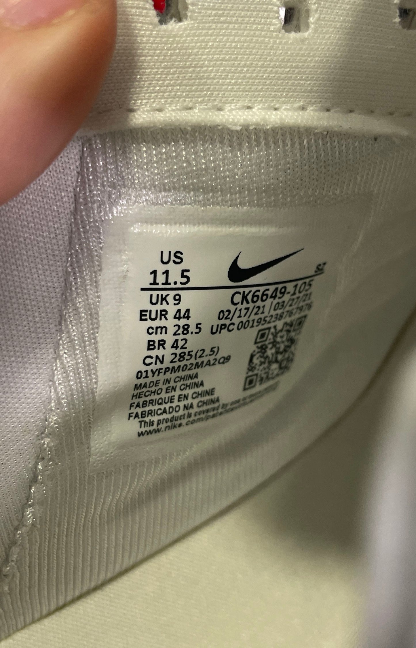 Nike Air Force 1 Pixel Triple White Women's Sneakers CK6649-105 Size 11.5