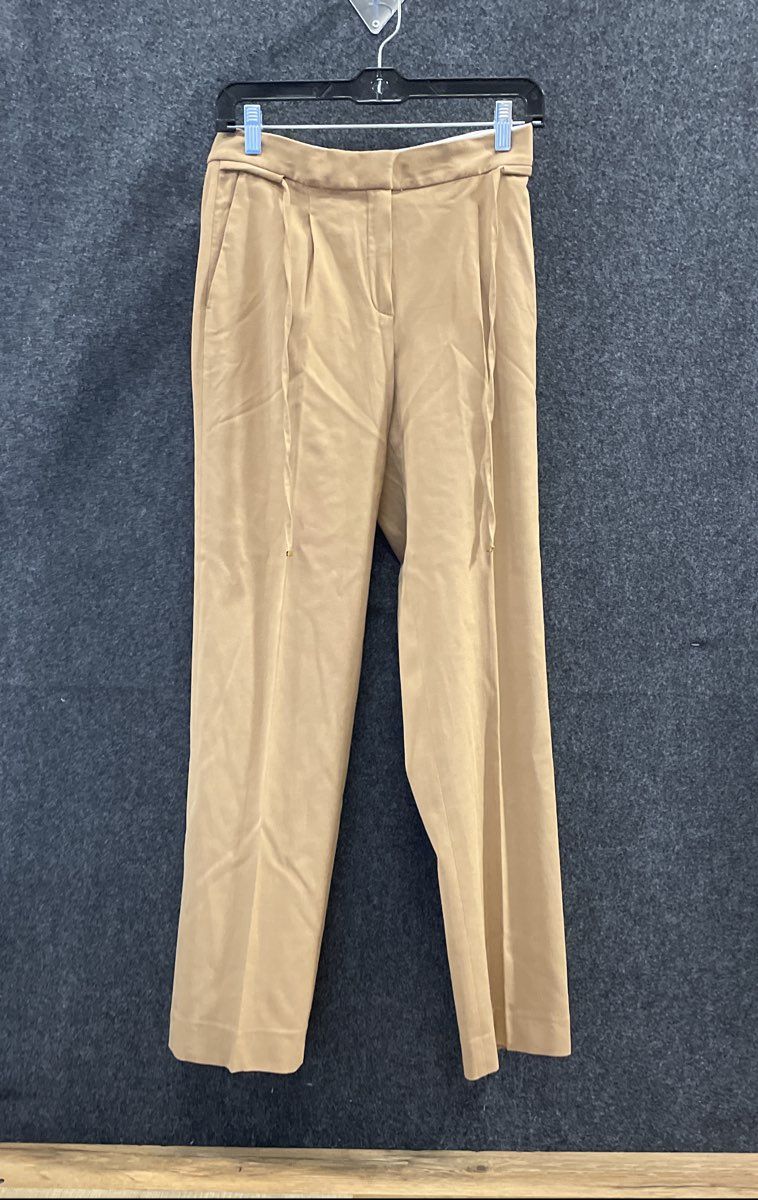Massimo Dutti Women's Beige Pleated Front Straight Leg Viscose Blend Pants Sz 6
