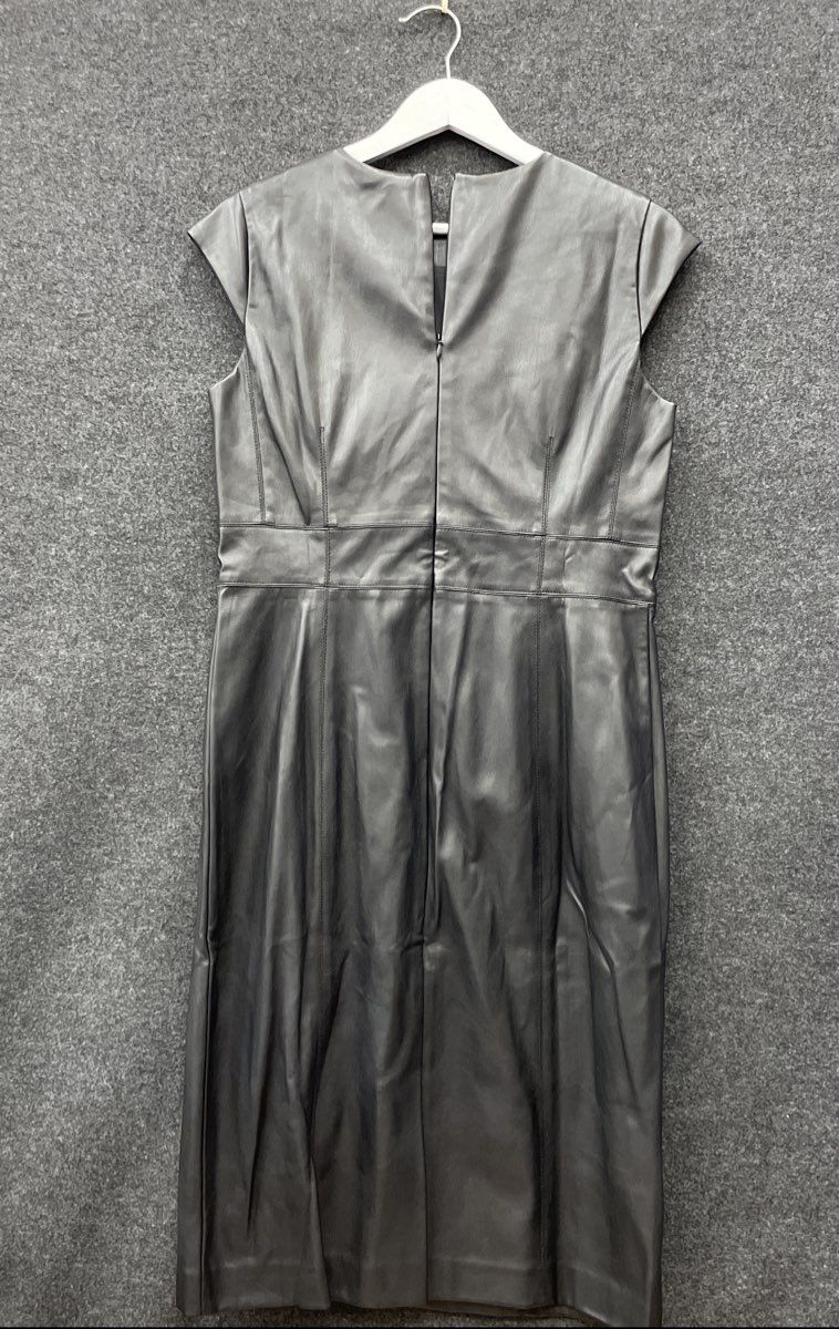 Ann Taylor Women's Black Faux Leather Cap Sleeve Sheath Dress Sz 10 NWT