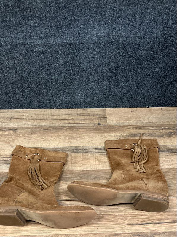 Michael Kors Tan Brown Suede Tassel Strap Ankle Boots Women's Size 9M