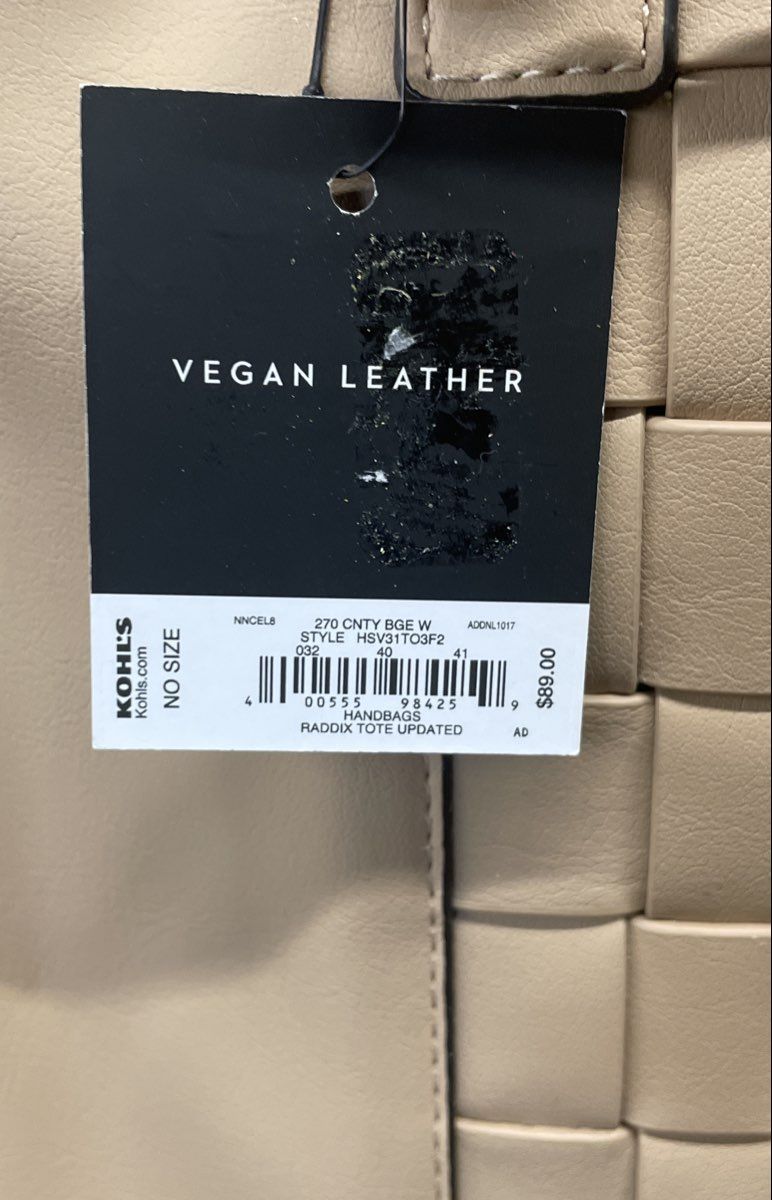 Simply Vera Vera Wang Beige Vegan Leather Raddix Tote Shoulder Bag Handbag NWT