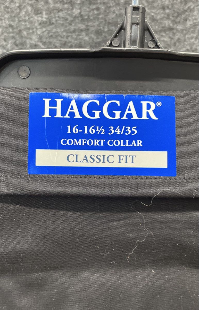 Haggar Men's Black Dress Shirt Classic Fit Stretch 16-16.5 34-35 NWT