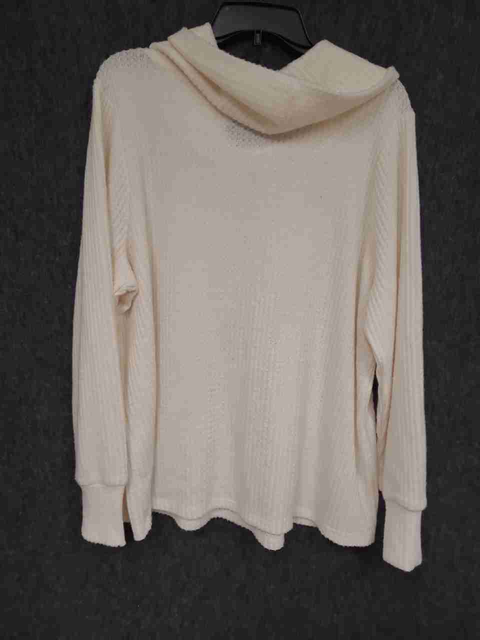 Torrid Women's Cowl Neck Top Cream Ivy Waffle Sequin Radiant Graphic Sz 2X NWT