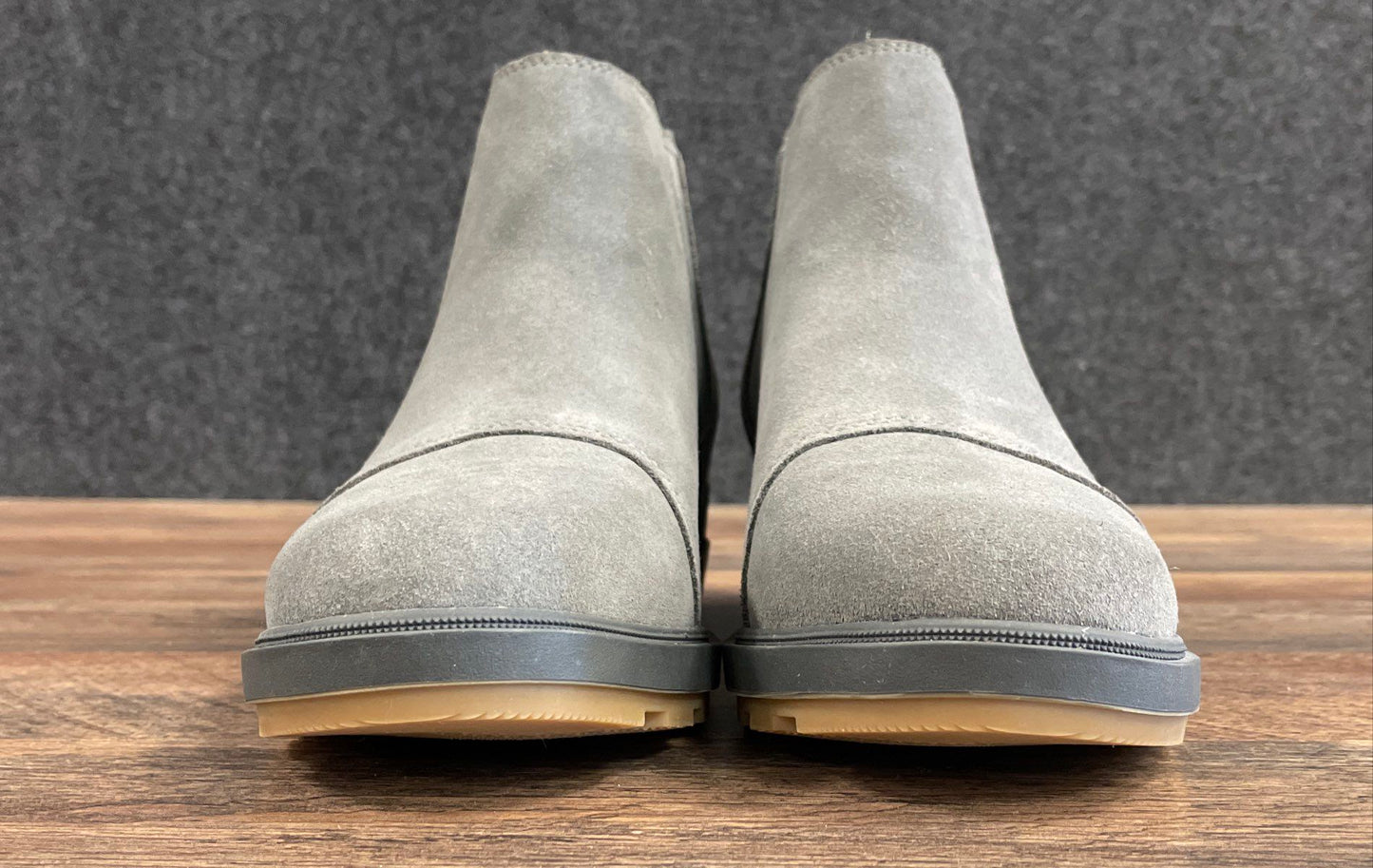 Sorel Evie II Chelsea Quarry Grey Suede Wedge Ankle Boots Women's Size 9