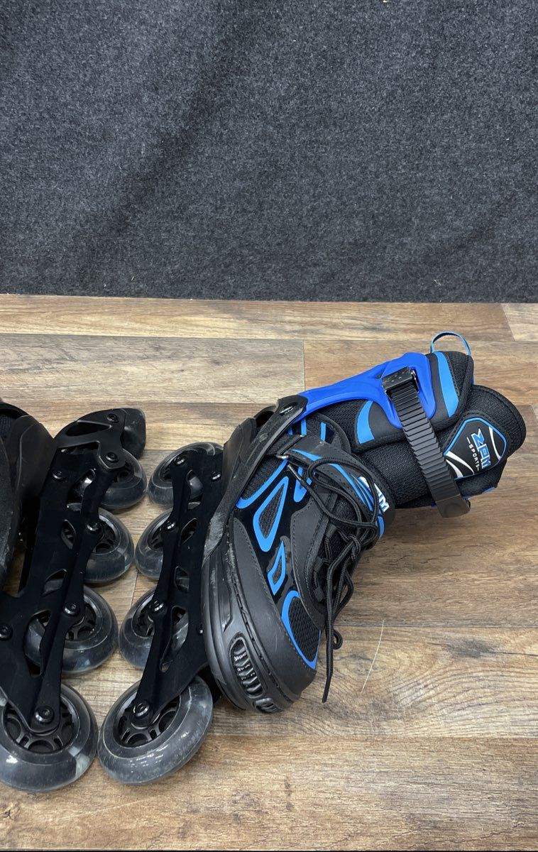 2PM Sports Inline Skates Adjustable Size 80mm Wheels ABEC-7 Bearings Black Blue