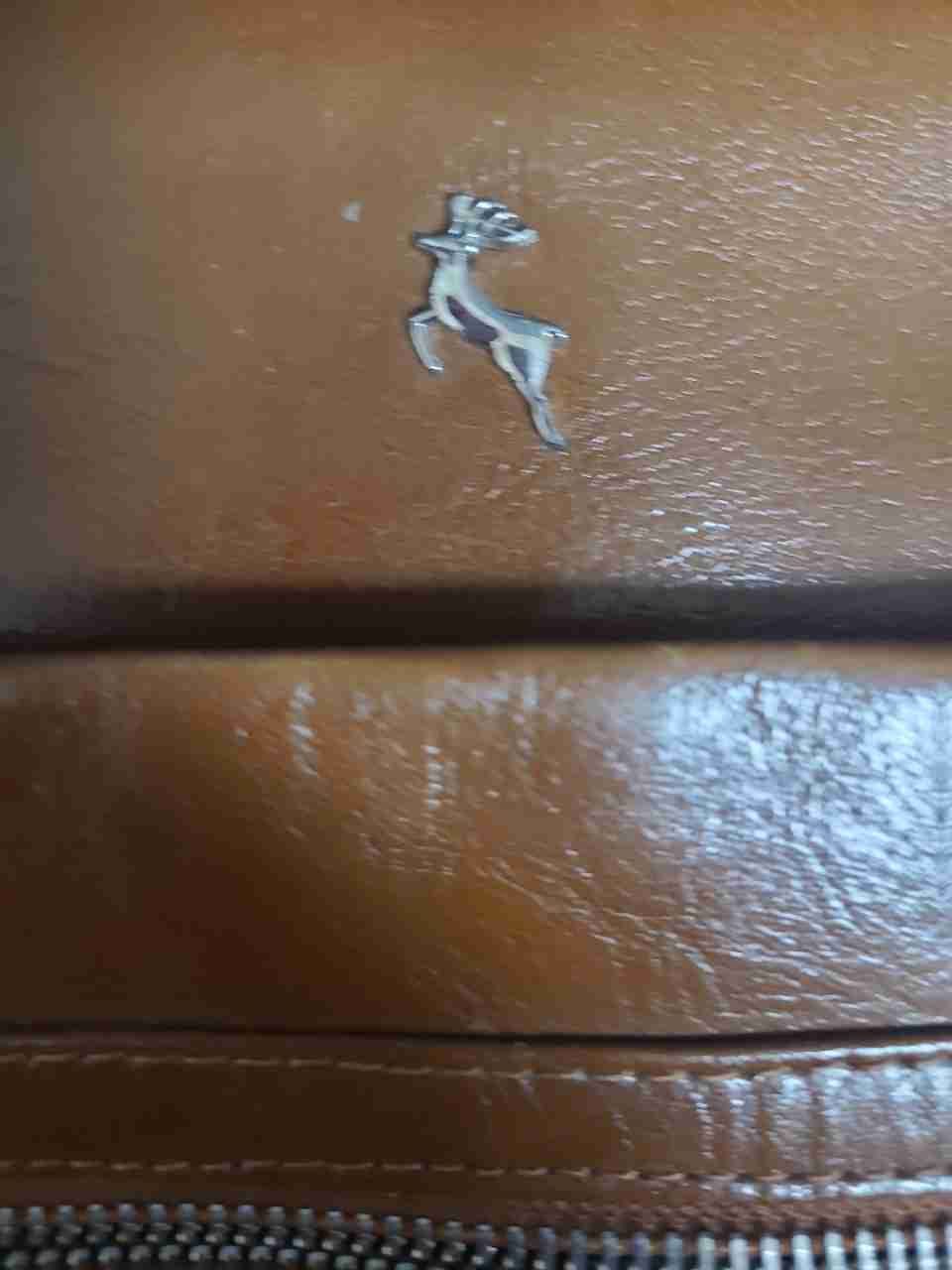 Ashwood Brown Leather Deer Logo Crossbody Messenger Bag Silver Hardware