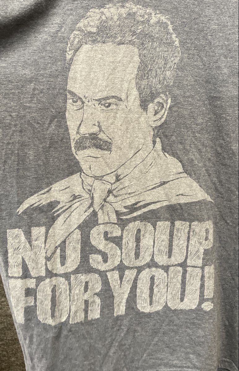 Seinfeld No Soup For You Blue Graphic T-Shirt Reprint Ripple Junction Sz M