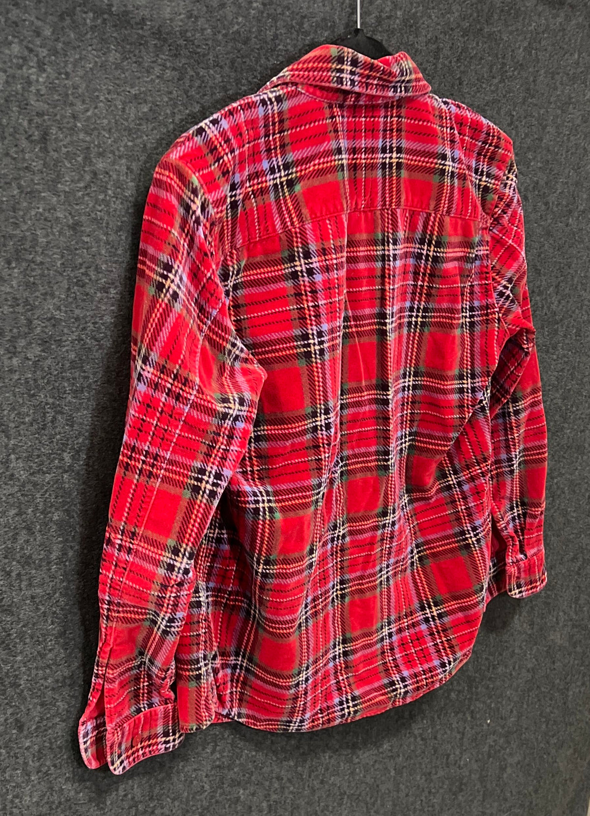 L.L. Bean Womens Red Plaid Cotton Corduroy Button Down Shirt Sz XS