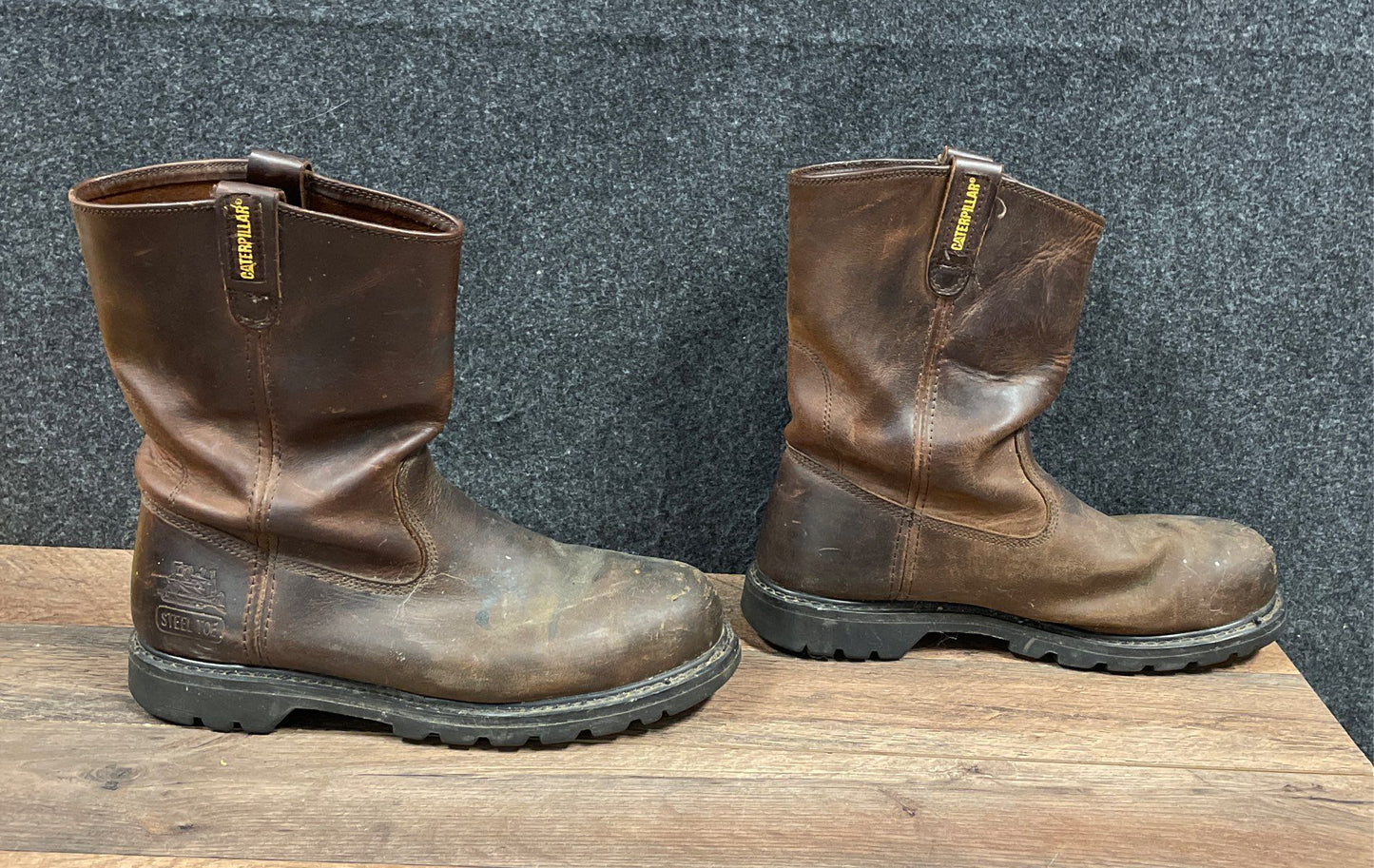 Caterpillar Revolver P89516 Brown Leather Steel Toe Pull-On Work Boots Size 11.5