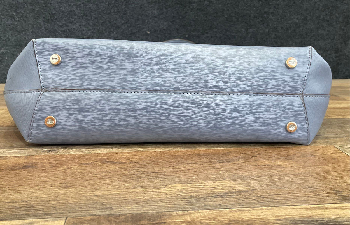 DKNY Blue Saffiano Leather Tote Bag Silver Hardware Large