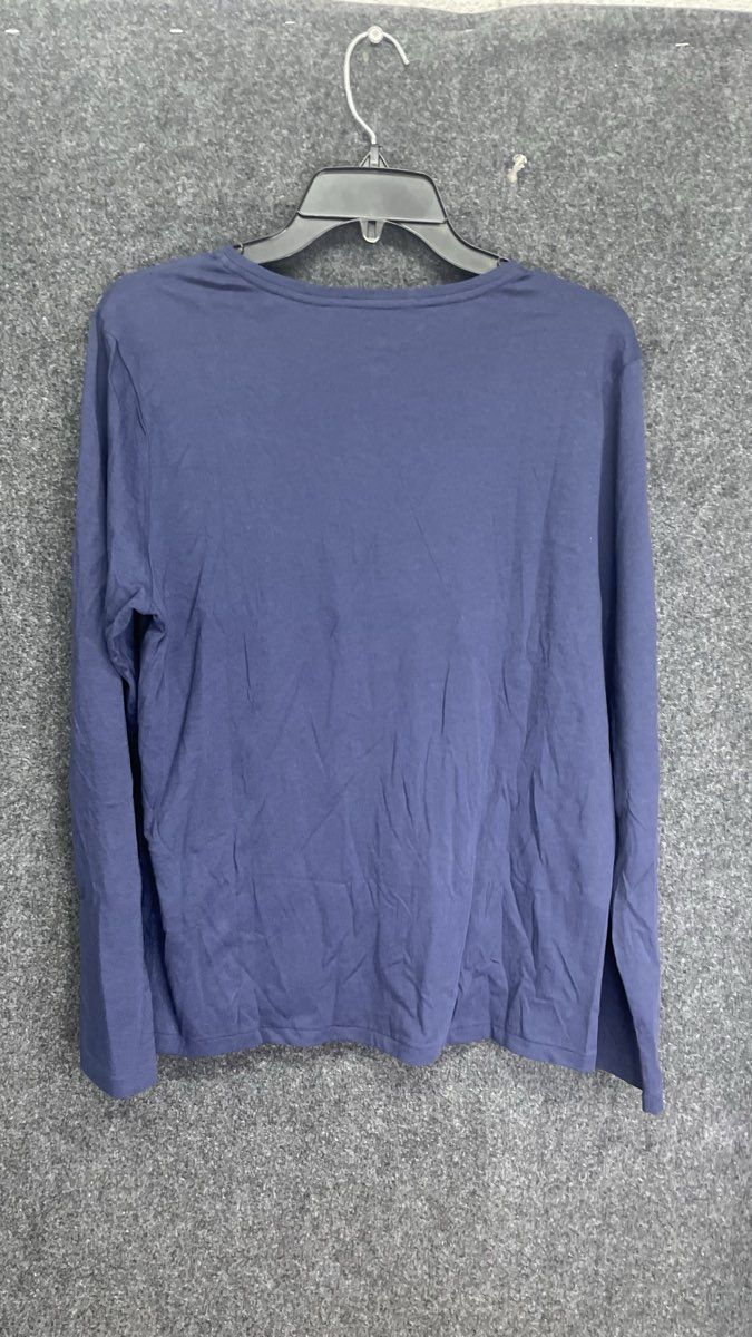 Ralph Lauren Sport Women's Navy Blue V-Neck Long Sleeve Pima Cotton Shirt Sz XL