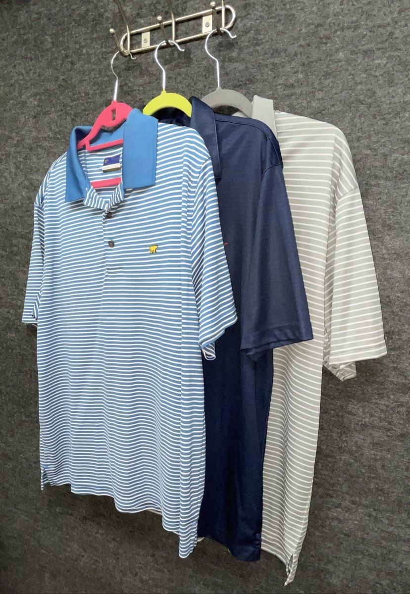 Lot of 3 Men's Golf Polo Shirts Jack Nicklaus Greg Norman Striped Solid Sz XL