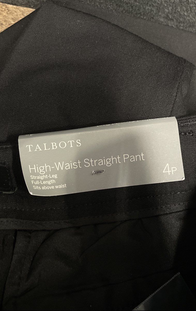 Talbots Women's Black High-Waist Straight Pant Cotton Blend NWT Sz 4P