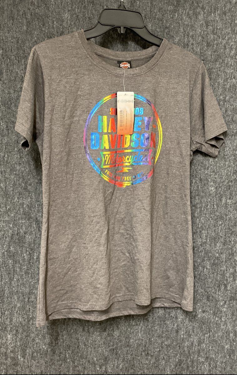 Harley-Davidson Sundance Wyoming Rainbow Logo Graphic T-Shirt Gray NWT Sz L