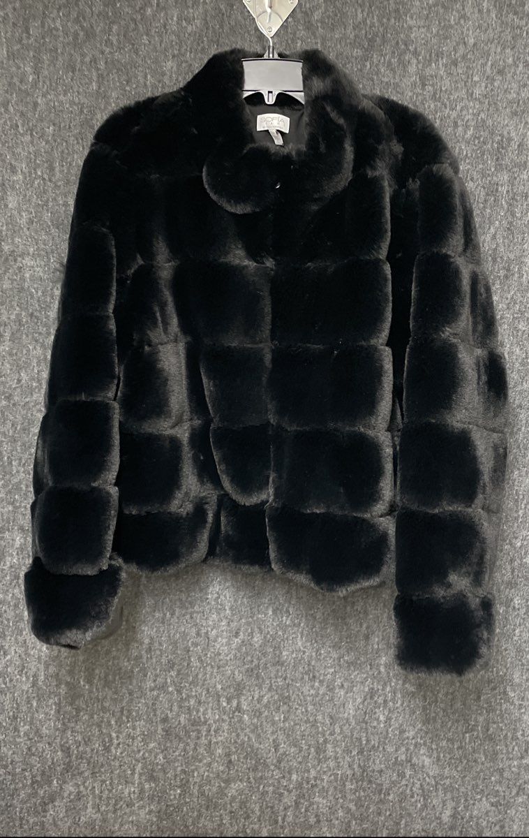 Sofia Jeans by Sofia Vergara Women's Black Paneled Faux Fur Jacket Sz XXXL