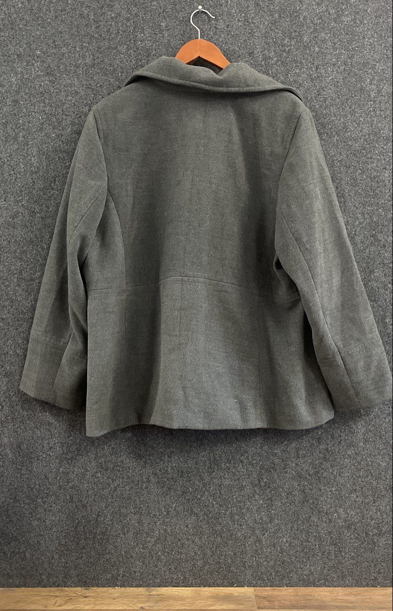 JM Collection Women's Gray Wide Collar Button Front Pea Coat Jacket Sz 3X