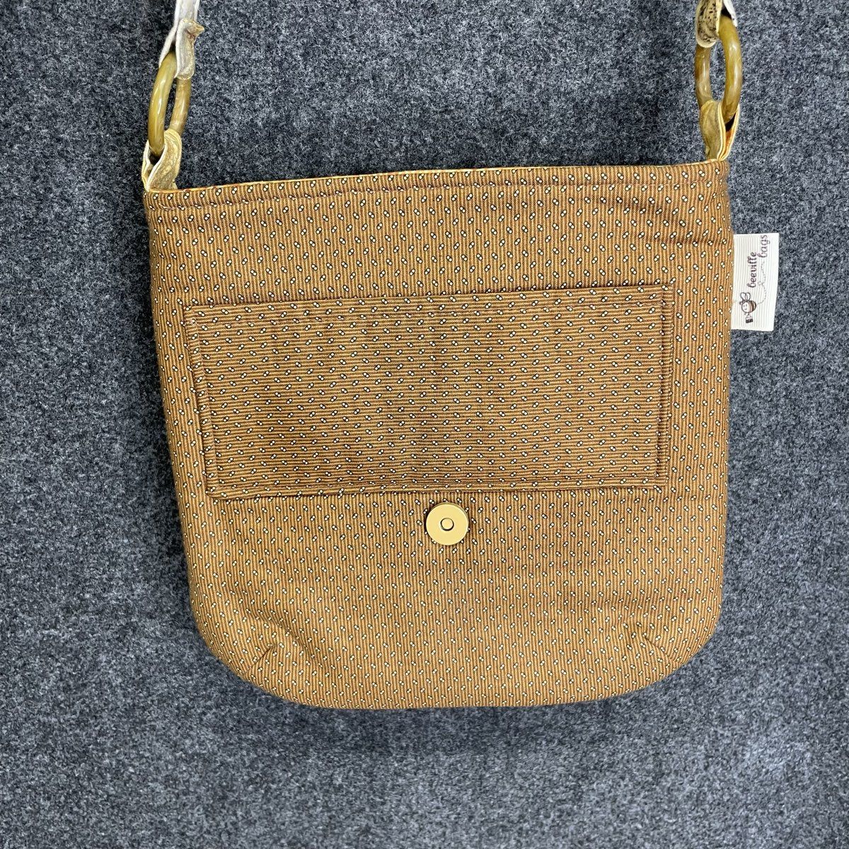 Beeville Bags Brown Tan Fabric Botanical Leaf Crossbody Purse with Change Purse